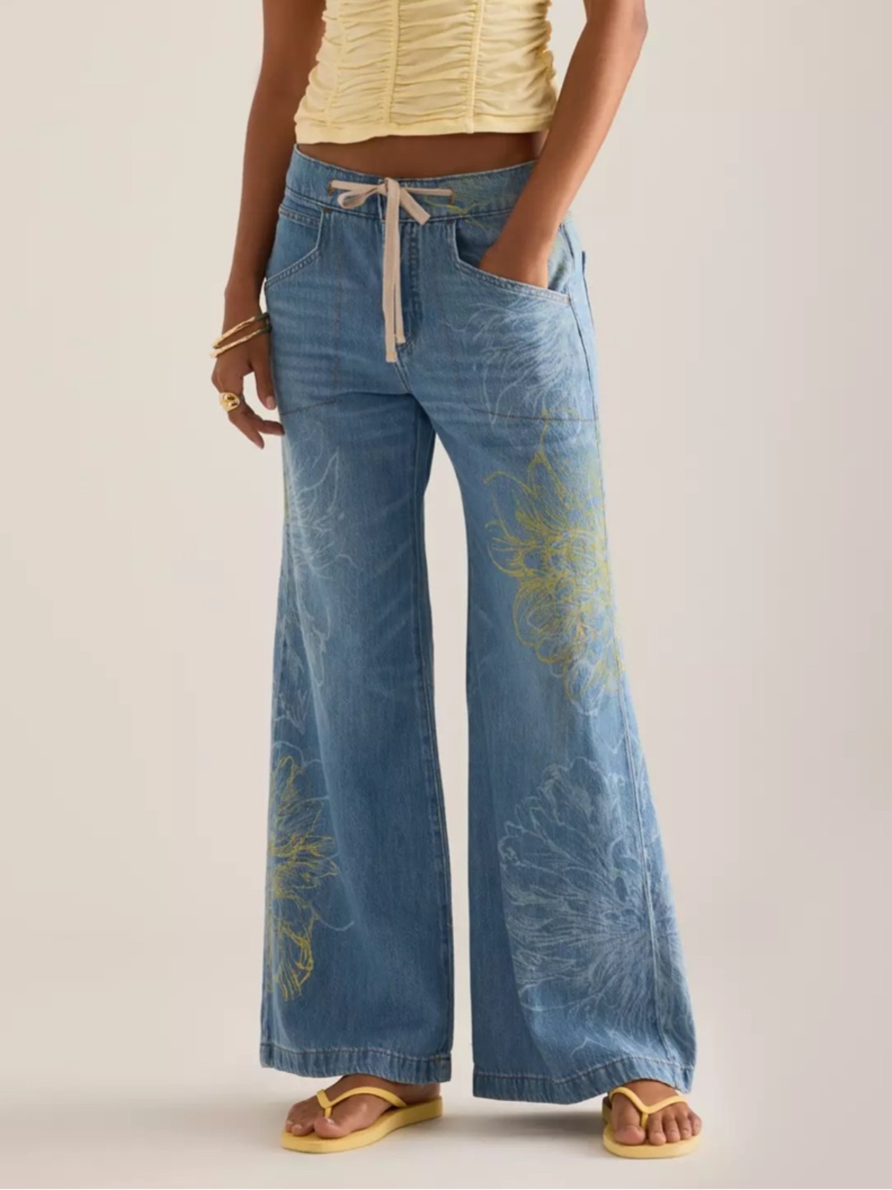 Anthropologie Ellis High-Rise Wide-Leg Drawstring Jeans by Pilcro NWT
